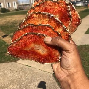 Geode resin coaster set